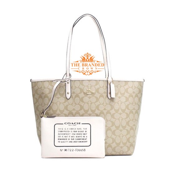 Tas Coach 36658 Reversible Signature City Tote White