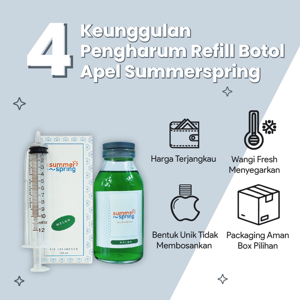 Refil Pengharum Mobil Pewangi Ruangan Aromaterapi Refill Parfum Kamar Mandi Tahan Lama Summer Spring