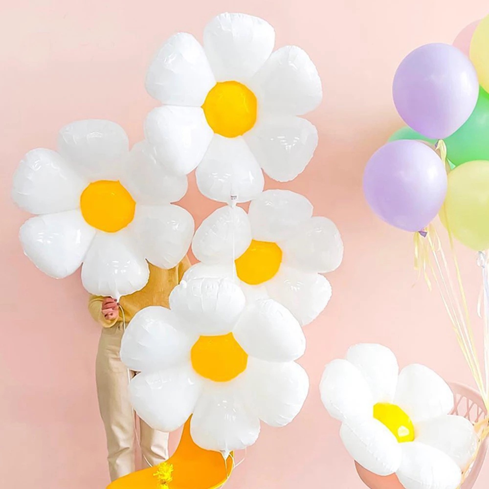 Balon Tiup Bentuk Kelopak Bunga Daisy Bahan Aluminum Foil Untuk Pesta Pernikahan