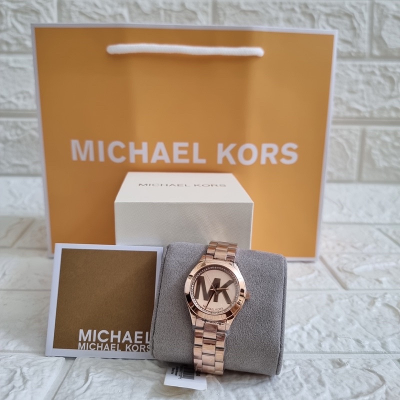 (Brand New) Michael Kors Mini Slim Runway Rose Gold Dial Ladies Watch MK3549
