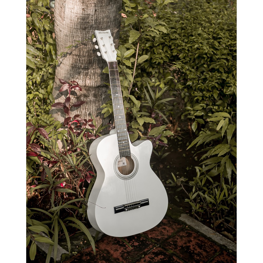 [PAKET KOMPLIT] Gitar Akustik Pemula White Series Full Set