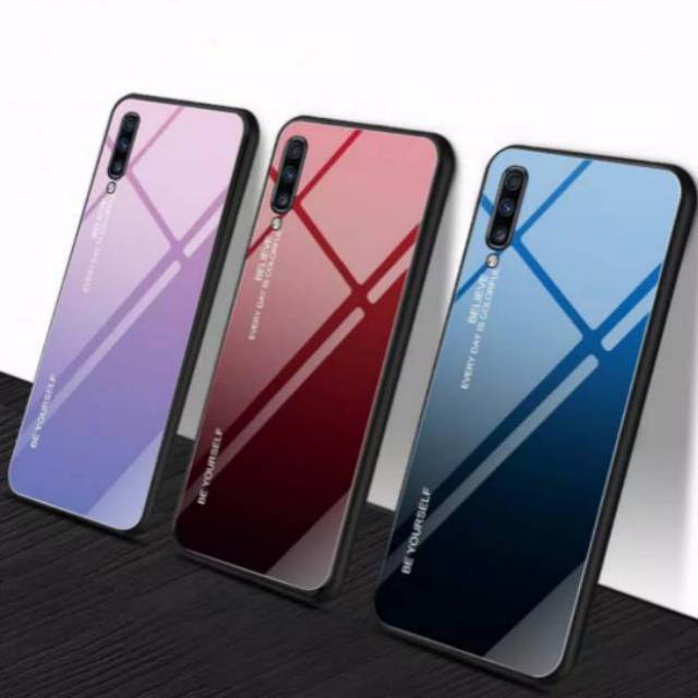 Case Samsung A50 Casing Samsung Galaxy A50 Gradient Glass Hard Case Samsung