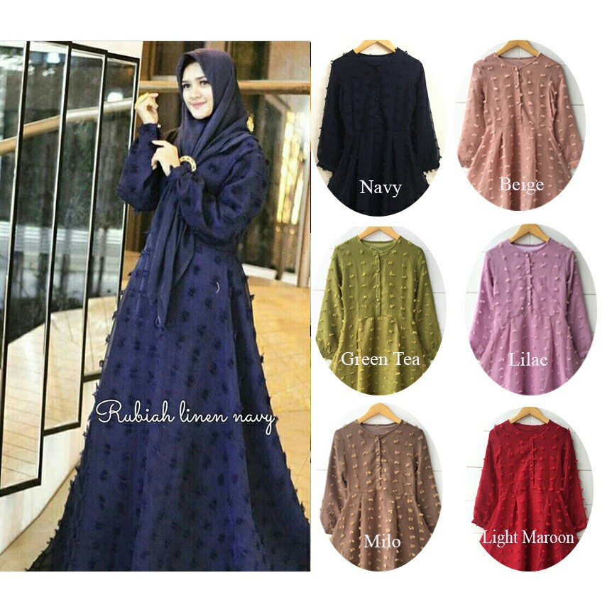 RUBIAH MAXI DRESS JUMBO WANITA MUSLIM GAMIS  SYARI LENGAN 