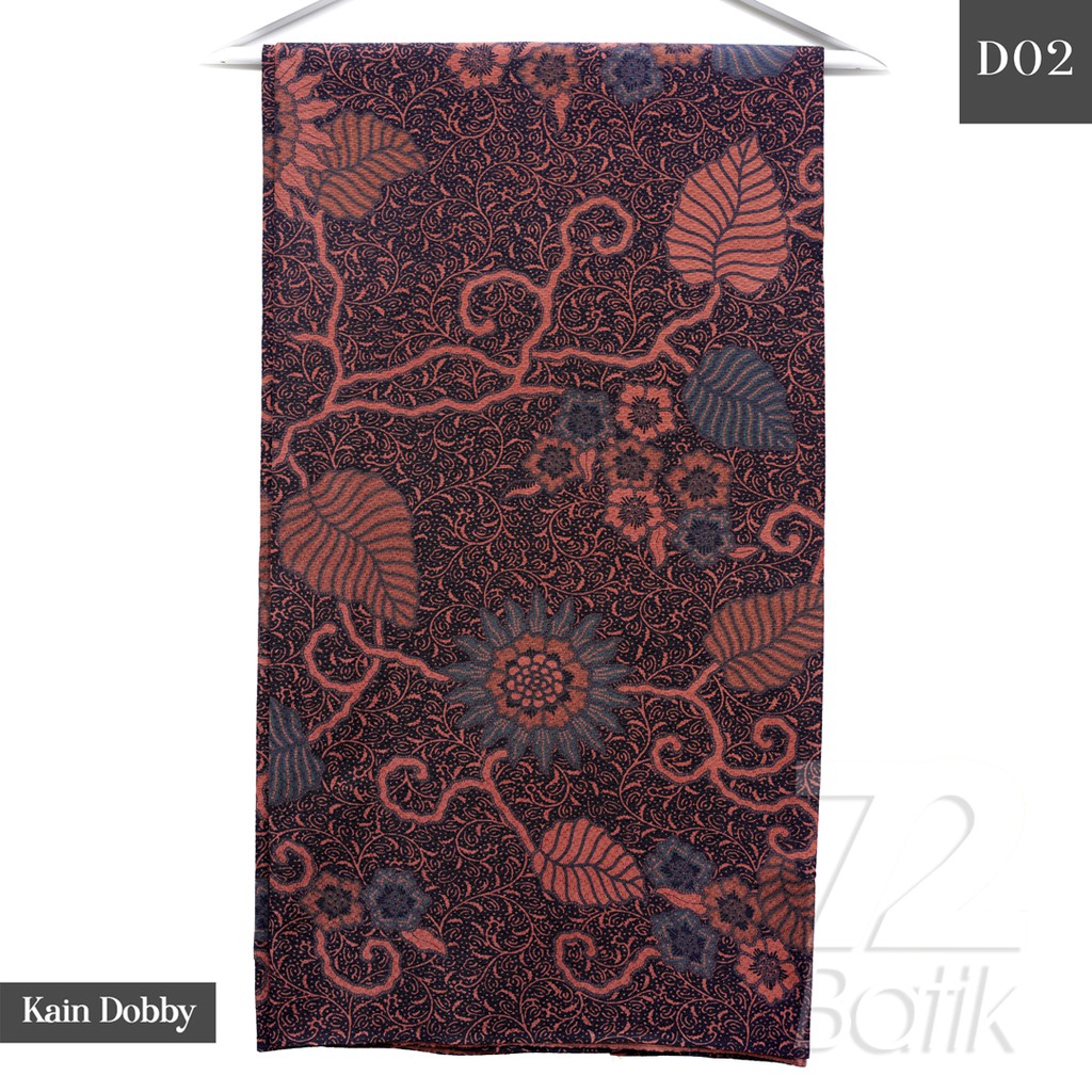 KAIN BATIK PREMIUM Dobby Motif Kembang Warna Hitam Orange Oranye Merah 728005 Cap 72 Jarik Jarit Samping Kebat Panjang Batik Dobby Modern Premium Bahan Seragam Batik Pernikahan Kantor Keluarga Murah Kamen Jadi Batik Bali Lembaran