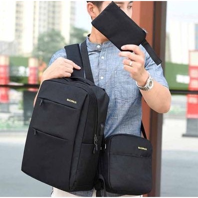 sfr082 tr801 techdoo tas ransel set 3 in 1 pria usb charger backpack pria
