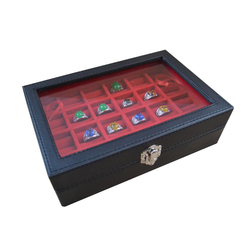 Exclusive Black Red Ring Box organizer For 24 Ring