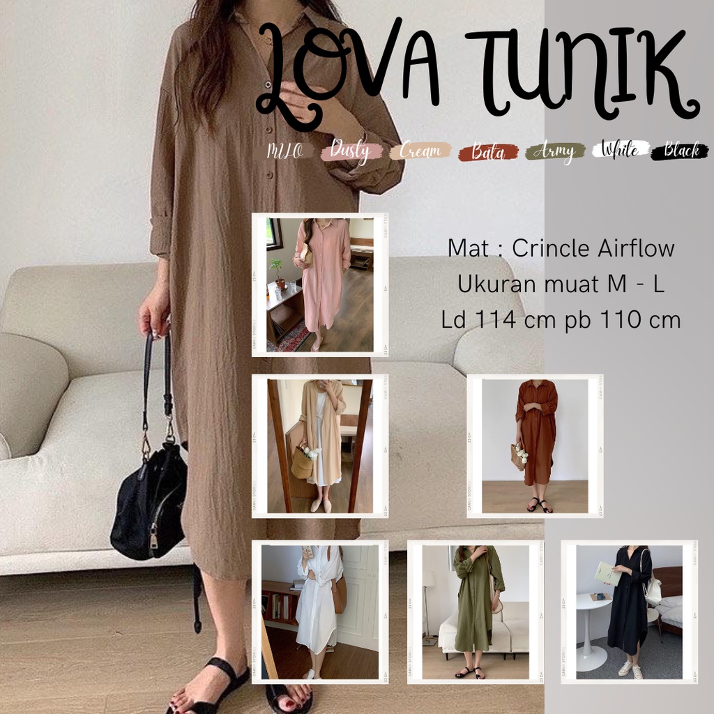 LONG TUNIK CRINCLE - LOVA LONG TUNIK - TUNIK SHIRT KOREA - TUNIK POLOS KOREAN STYLE - PAKAIAN WANITA TERLARIS