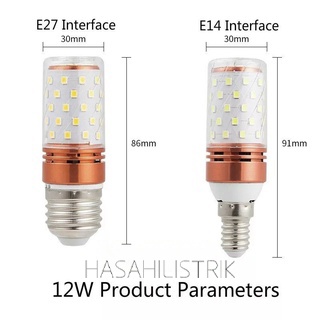 Lampu Candle LED E27 Dan E14 3Warna 12WPutih+WW+K dan K+B+Pink