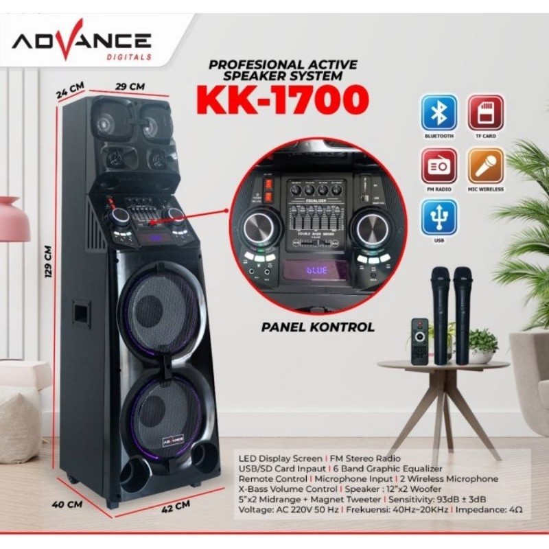 SPEAKER KK-1700 ADVANCE FREE MIC WIRELESS
