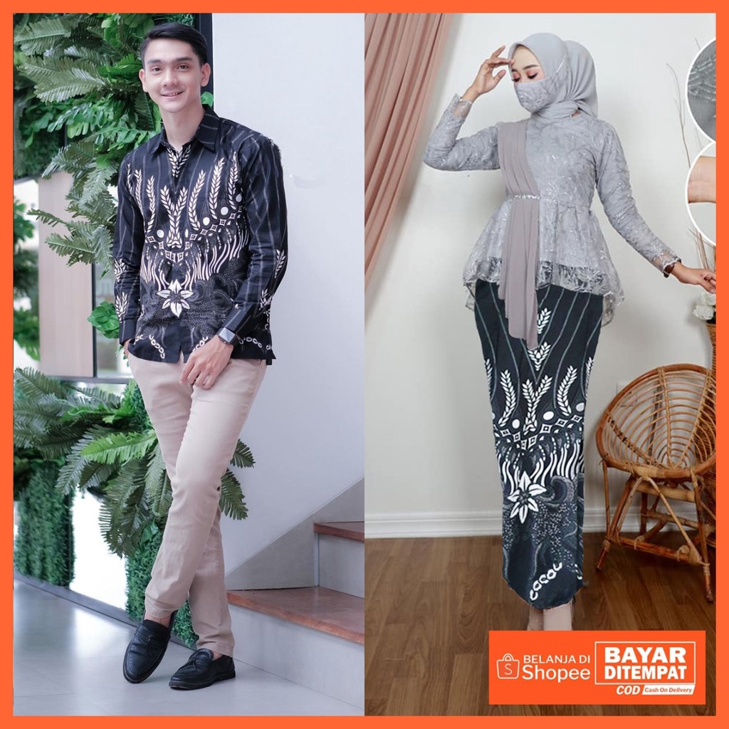 AZKANABATIK SOLO Batik Kebaya Couple Aurora Tille mutiara/ Couple Tunangan/ Kebaya Wisuda