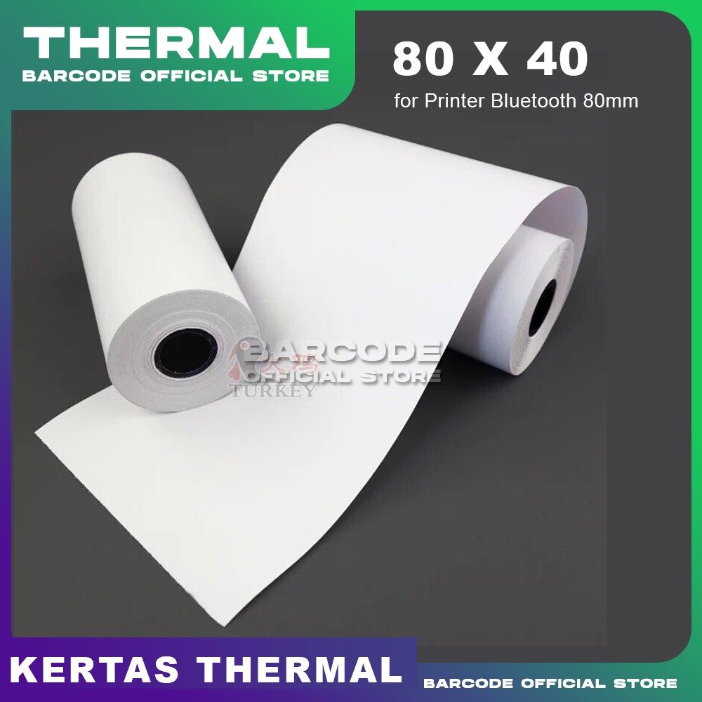 

Kertas Thermal 80x40 Mini Mobile Printer Bluetooth Ukuran 80 mm