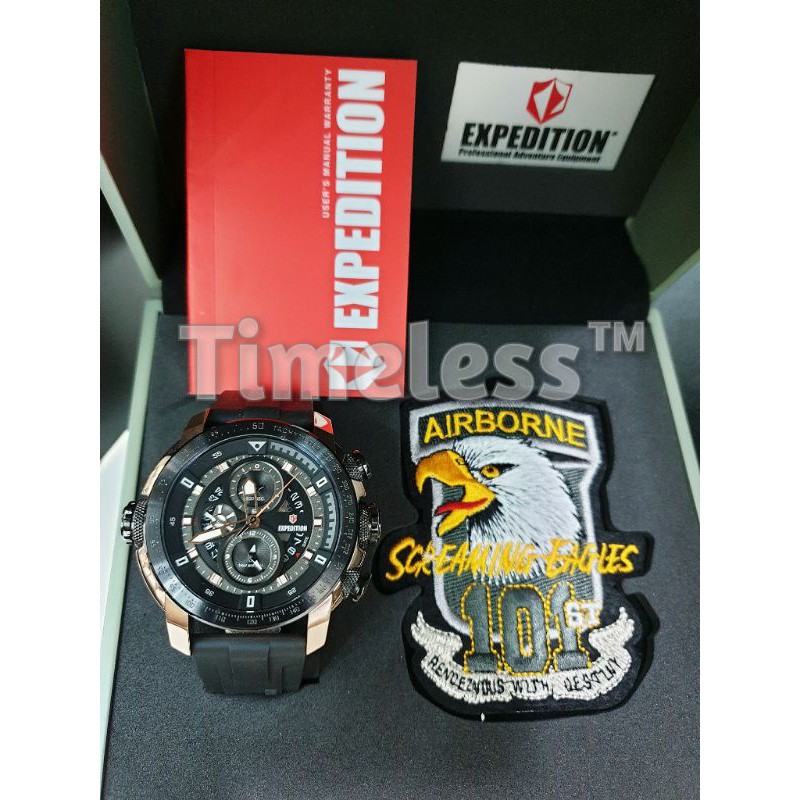 jam tangan pria expedition airborne E 6771 MC Black Rosegold