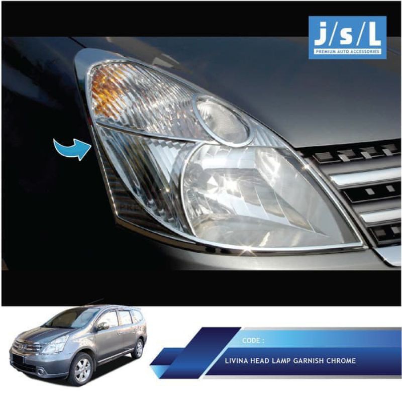 garnish lampu depan chrome grand Livina jsl