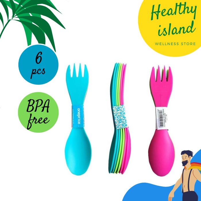 Sendok Garpu Bayi 2in1 BPA Free Technoplast Spoon Fork Tropical