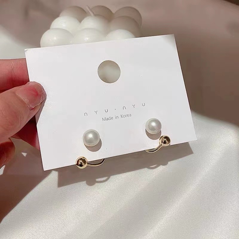 Anting Silver Needle Hias Mutiara Gaya Korea Untuk Wanita