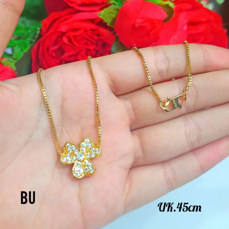 Kalung+Liontin ring permata termanis gold,perhiasan wanita Korea tidak karat *COD*