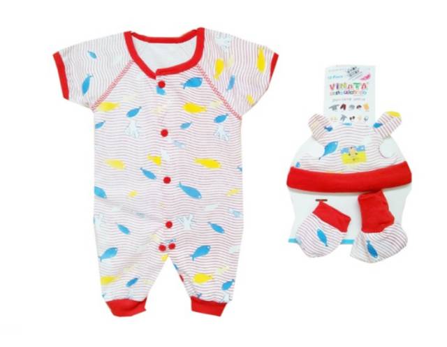 Baju Bayi Jumper Set Fish - Set Sepatu Bayi Jumper - Baby Jumpsuit bayi vinata