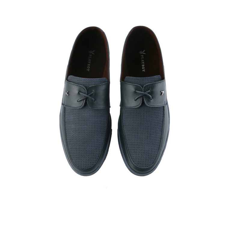 SEPATU PANSUS KULIT PLAYBOY PRIA ORIGINAL LOAFER CASUAL SEMI FORMAL BIRU NAVY PL03