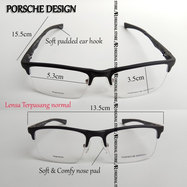 Kacamata Porsche Design P8199 Frame PORCHE P 8199 Kacamata Baca Sport Lensa Minus Plus Hitam Doff