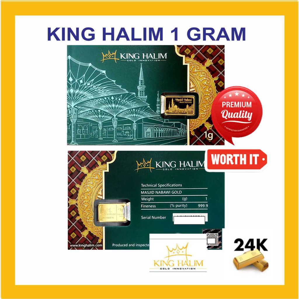 LM Emas Logam Mulia King Halim 1 gram Certieye edisi Masjid Nabawi Islam Moslem Muslim Haji Idul Fit