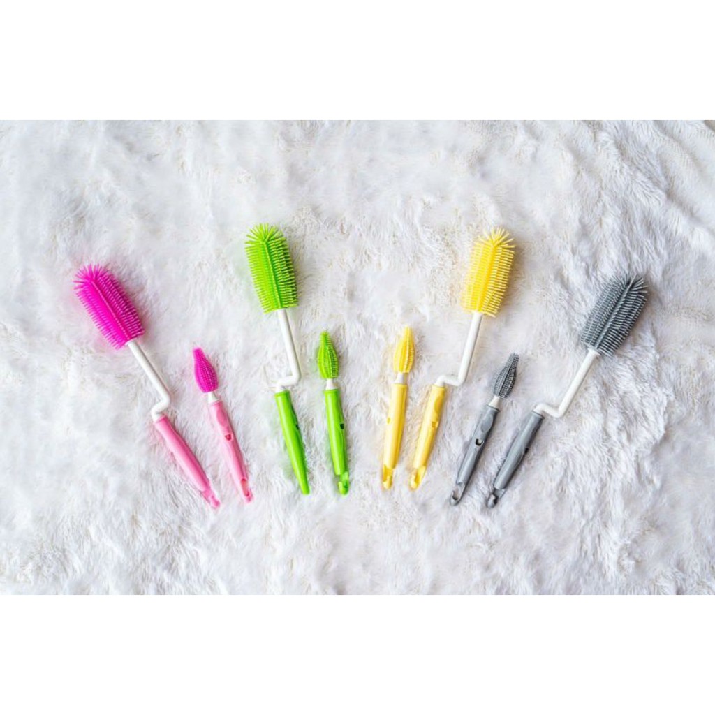 Lieto Baby Silicone / Sponge Bottle Brush - Sikat Botol Susu Anak Bayi Silikon Nipple Straw Korea