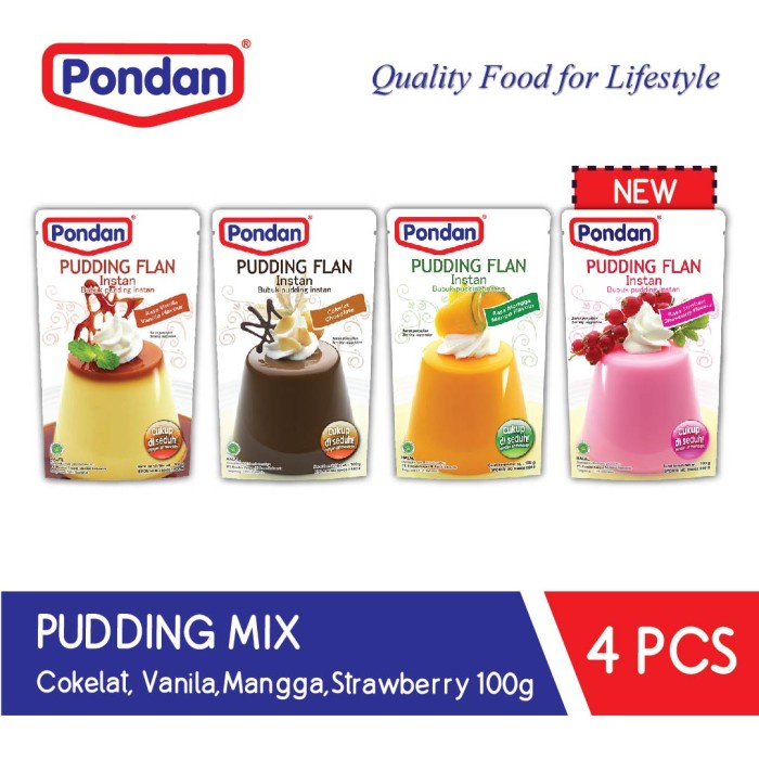 

ds20111w Pondan Pudding Flan 100G (Cokelat, Vanilla, Mangga, Strawberry) Xz20X1Z11