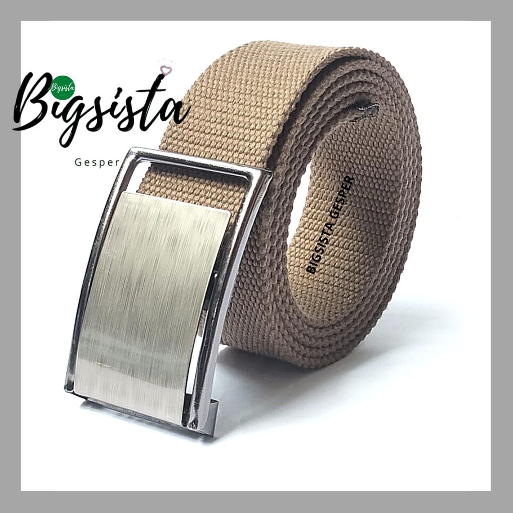 Ikat Pinggang Pria Katun Kanvas Ukuran Jumbo Kepala Polos Gesper Pria Tactical Bahan Kain Nylon Bigsize Sabuk Unisex Wanita oversize Sabuk Army