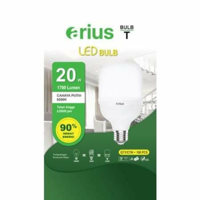 ARIUS Lampu LED Kapsul/ Bohlam Hemat Energi 20Watt Putih