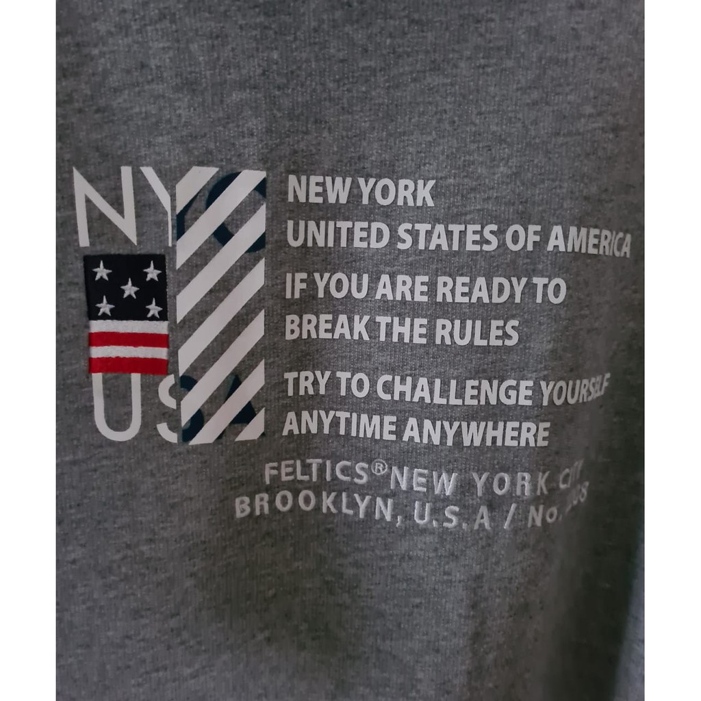 Jaket Hoodie Feltics New York Grey Original