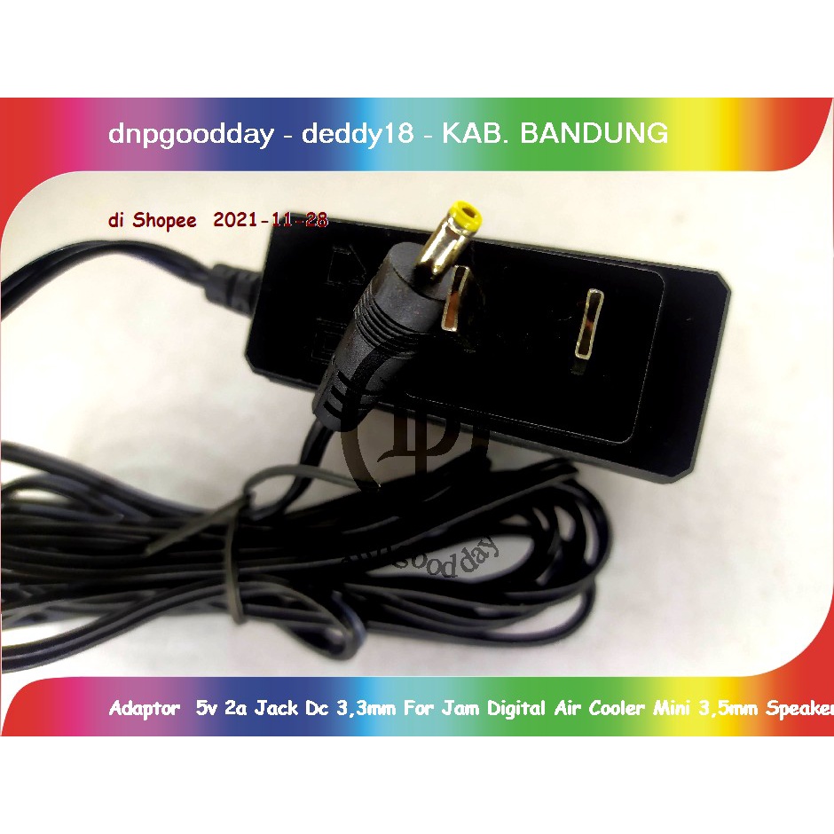 Adaptor  5v 2a Jack Dc 3,3mm For Jam Digital Air Cooler Mini 3,5mm Speaker Ac Gepeng