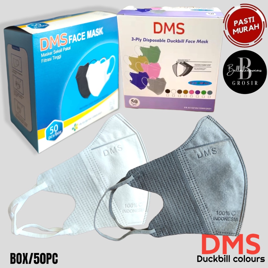 DB DMS CARE EMBOS FACE MASK - MASKER DUCKBILL 3PLY DMS CARE FACE MASK ISI 50PC