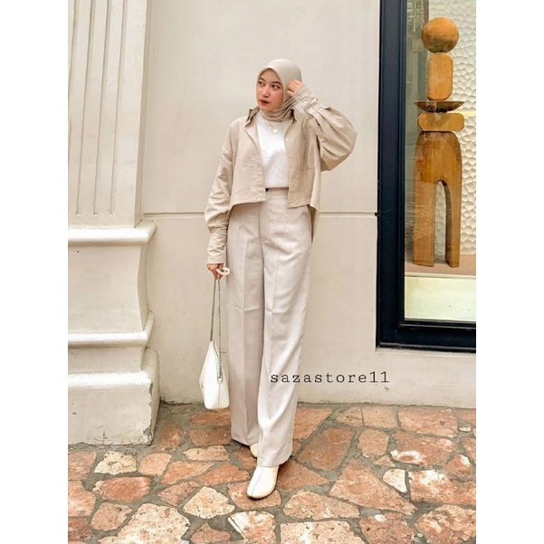 MELVA SLIT PANTS Kulot highwaist celana kulot bahan katun loose pants