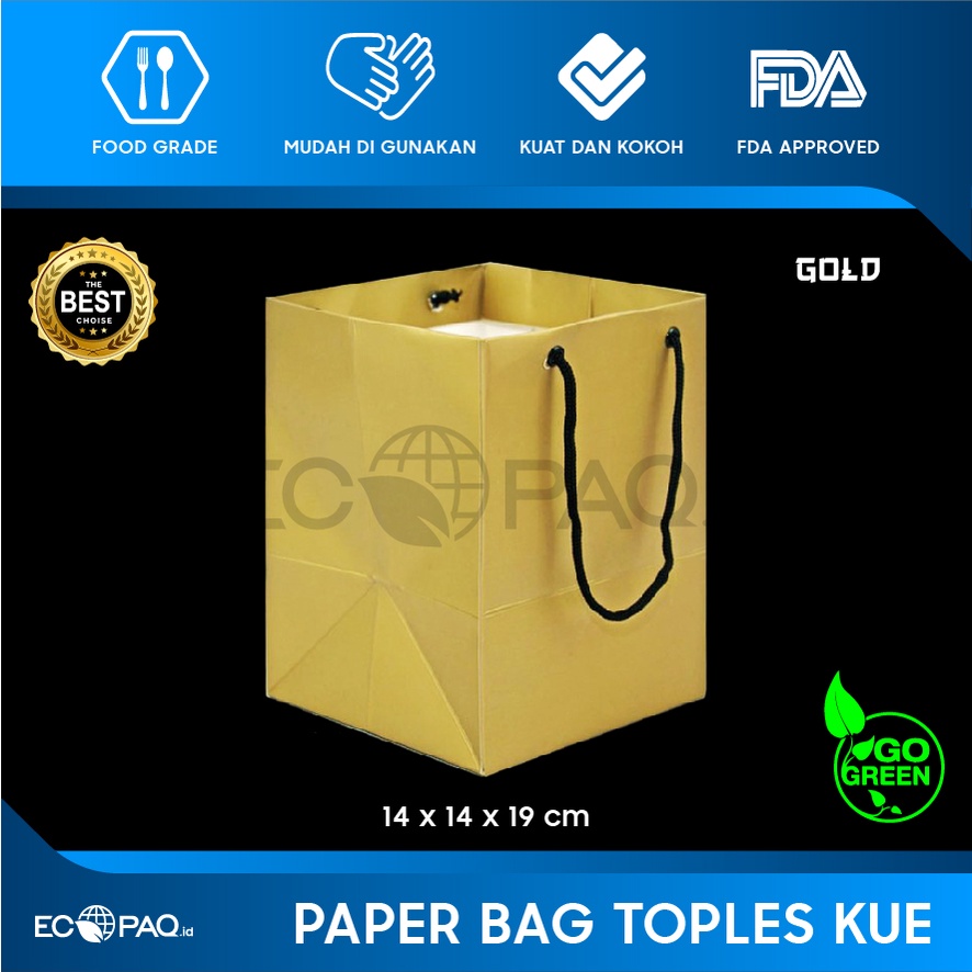 

Paper Bag Polos - PaperBag Kue - EMAS - 14x14x19 cm (12 pcs)