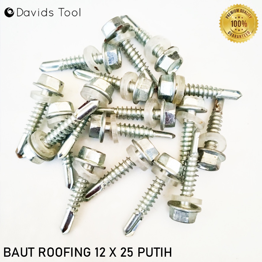 Baut Baja Ringan Drilling Sekrup Roofing Galvalum 12x25 Putih