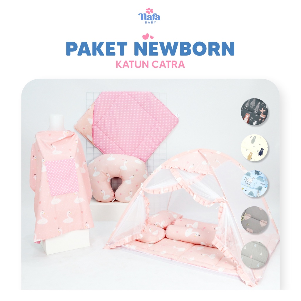 NAFA BABY - Newborn Package | Bedcover Kelambu Set Include Bantal Guling Set |  Apron Menyusui | Bantal Menyusui