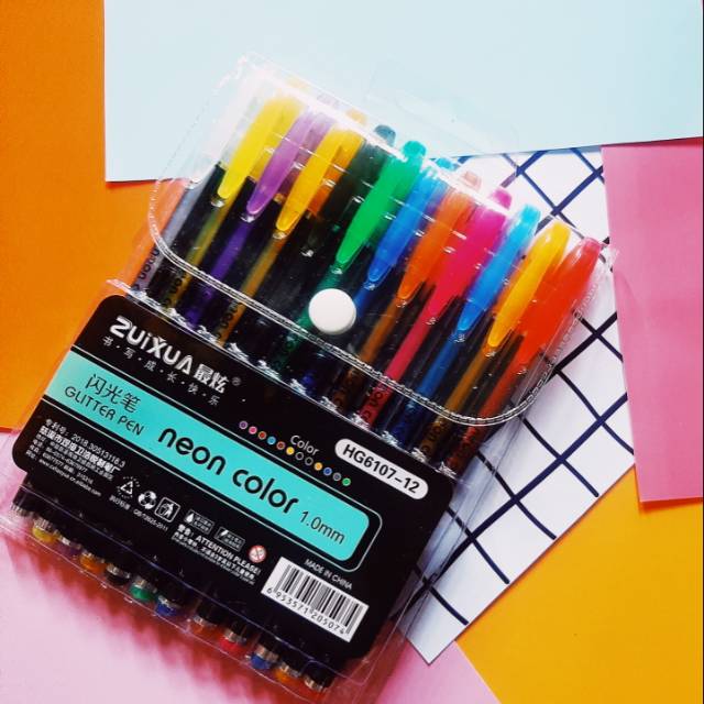 

ZUIXUA GLITTER PEN NEON COLOR SET (12pcs)