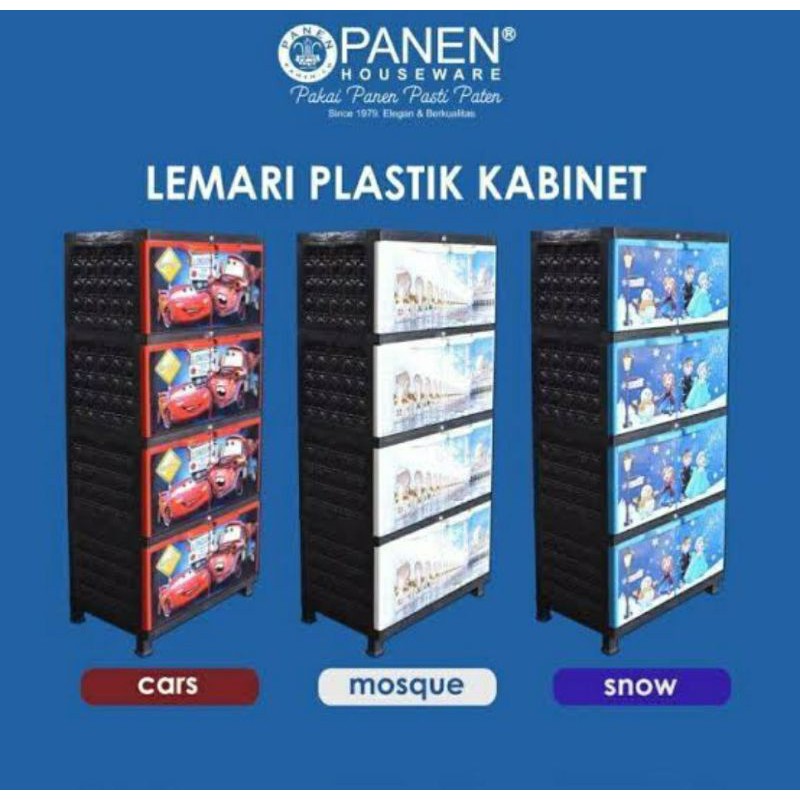 Panen Lemari Plastik Kabinet 4 Tingkat Furniture Kunci