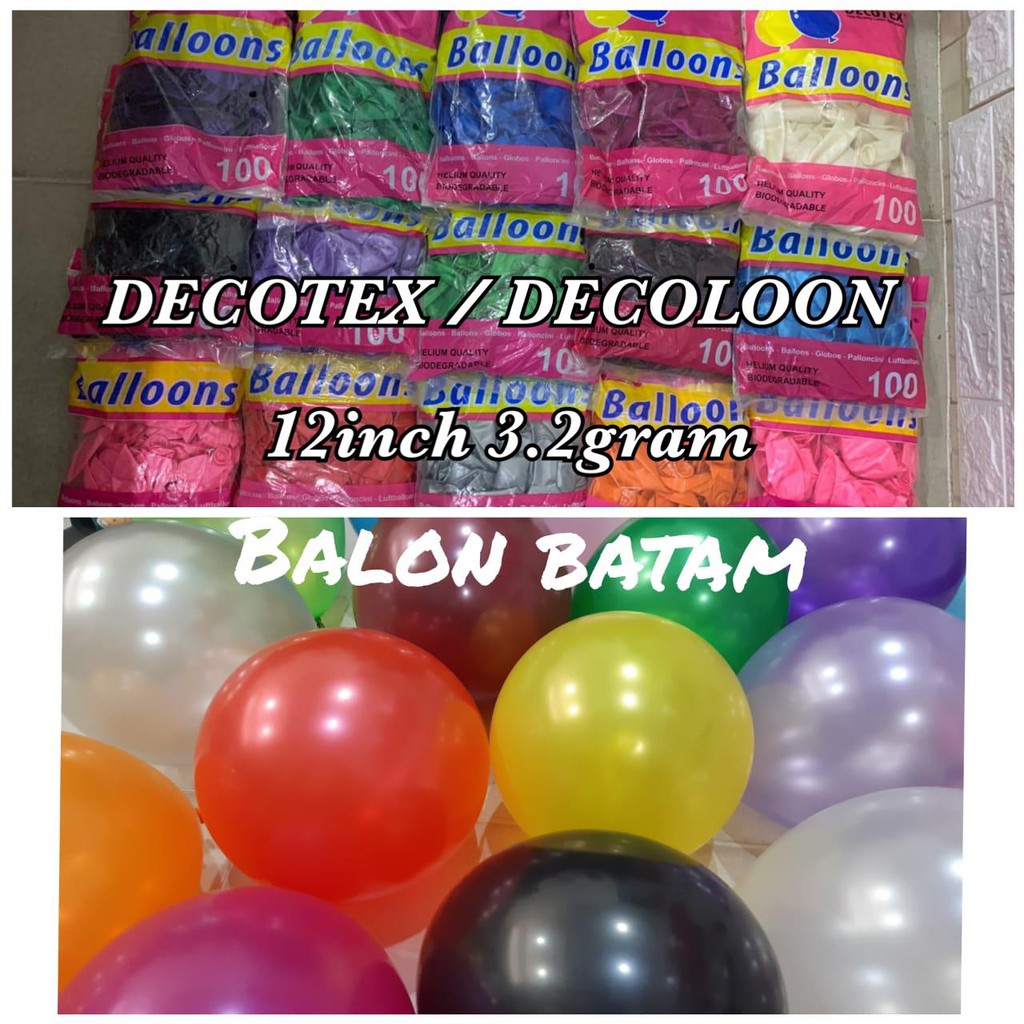 Grosir isi 100pcs Balon Metalik Tebal 12inch 3.2gr DECOTEX / DECOLOON