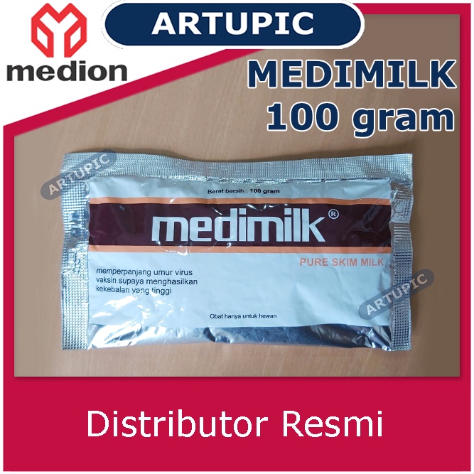 Medimilk 100 gram Susu Skim Pelarut Vaksin Pure Full Skim Milk Vaksin Ayam Unggas Medion Artupic