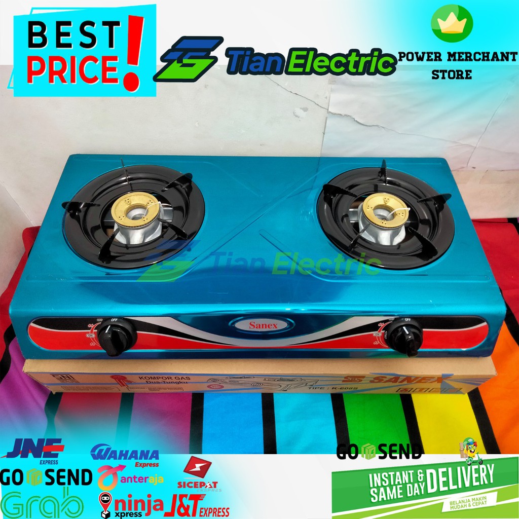 SANEX K-608S Kompor Gas 2 Tungku Stainless Steel
