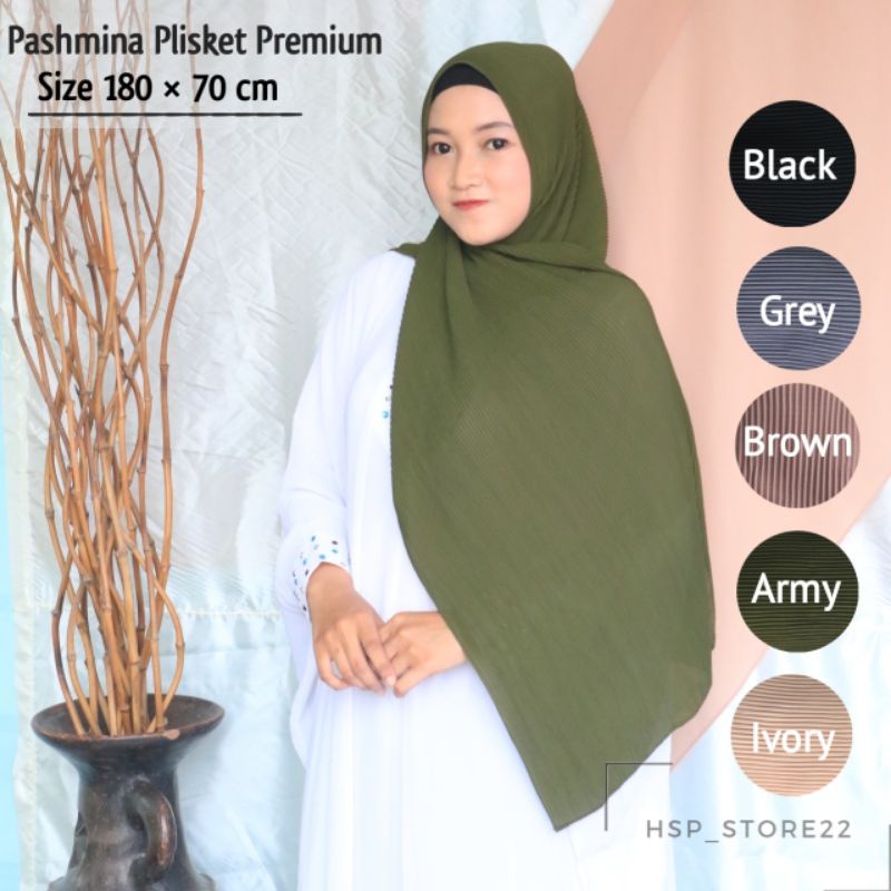 Hijab Pashmina Plisket Ceruti Baby Doll Premium 180 × 70  Tanpa Garis Tengah Full Plisket || Fashion