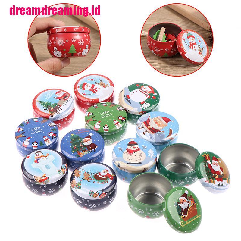 (dreamdreaming.id) Kotak Kaleng Penyimpanan Permen / Perhiasan mini 2.2OZ Motif Natal