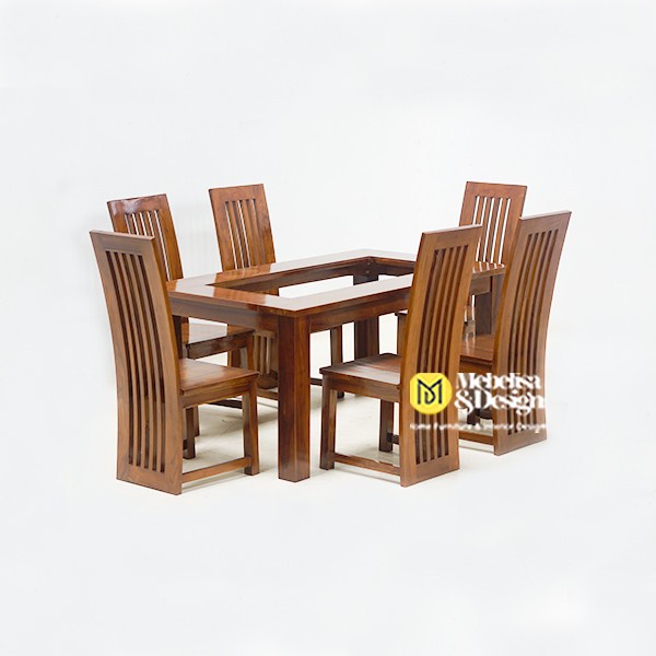 Kursi Meja Makan 6K Minimalis Jati, Meja Kursi Makan Set Minimalis