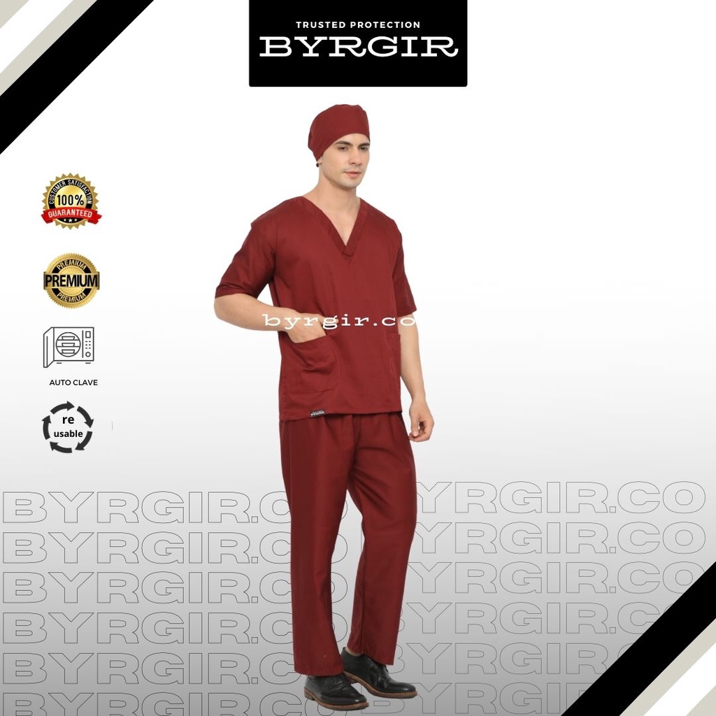 BYRGIR Baju Dokter Perawat OKA Lengan Pendek Bahan American Drill APD