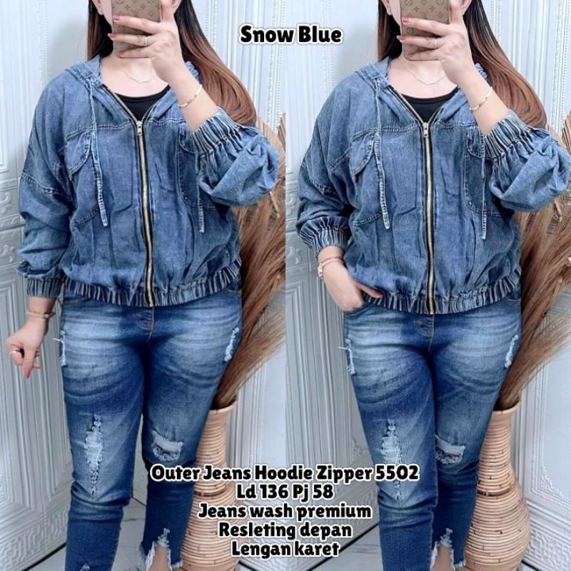 Outer Jeans Hoodie Zipper 5502 Snow Blue