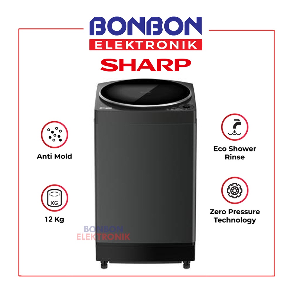 Sharp Mesin Cuci 1 Tabung 12KG ES-M1209T-SA / ESM 1209 TSA / 1209TSA