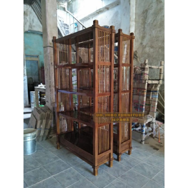 rak buku / boneka / bunga minimalis murah bahan kayu jati dari jepara