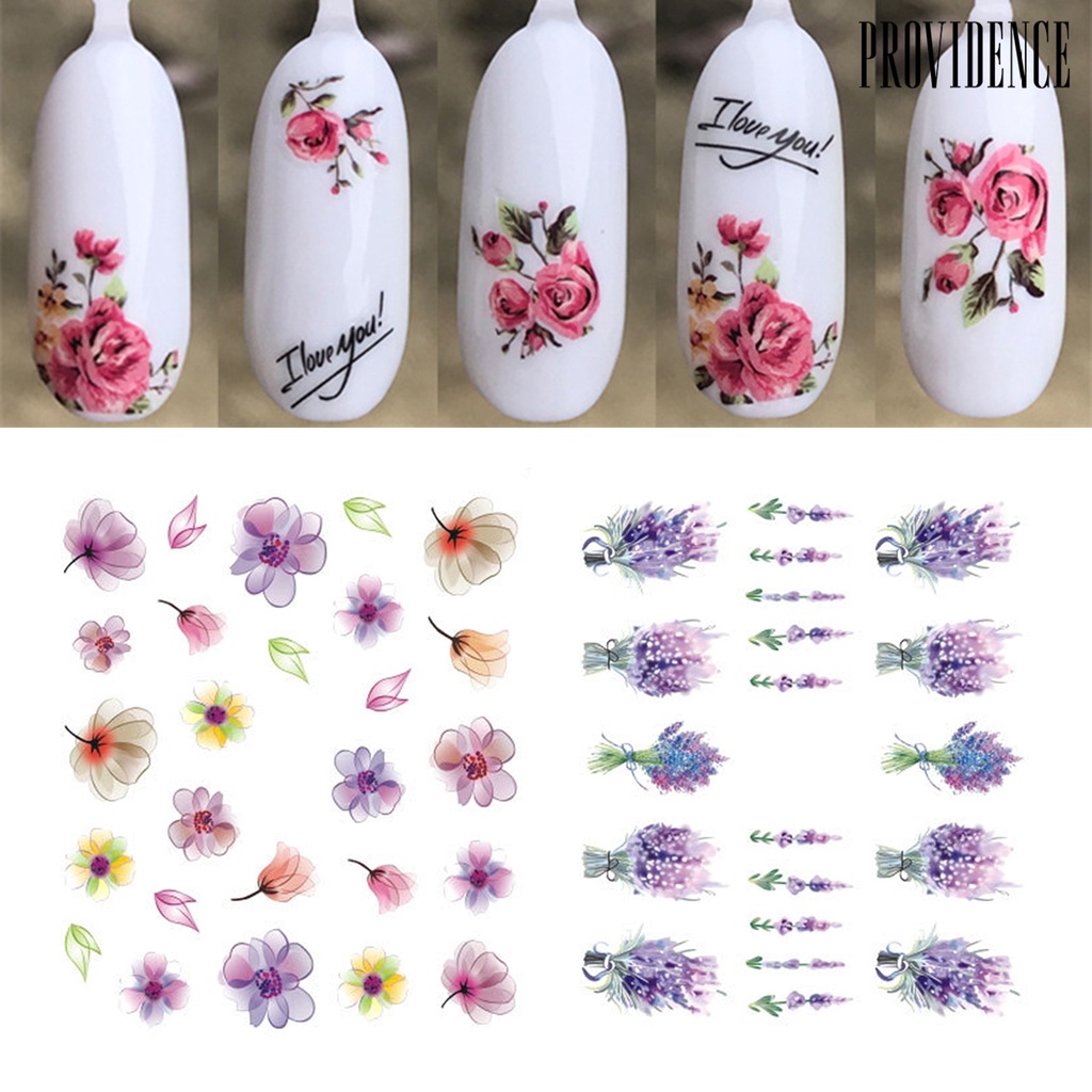 Providence Nail Stickers Water Transfer Multiple Styles Fancy Flower Patterns Self-adhesive Stickers