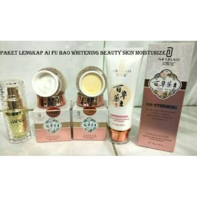 PAKET CREAM AI FU BAO SIANG MALAM CLEANSER DAN SERUM WHITENING BEAUTY SKIN MOISTURIZER