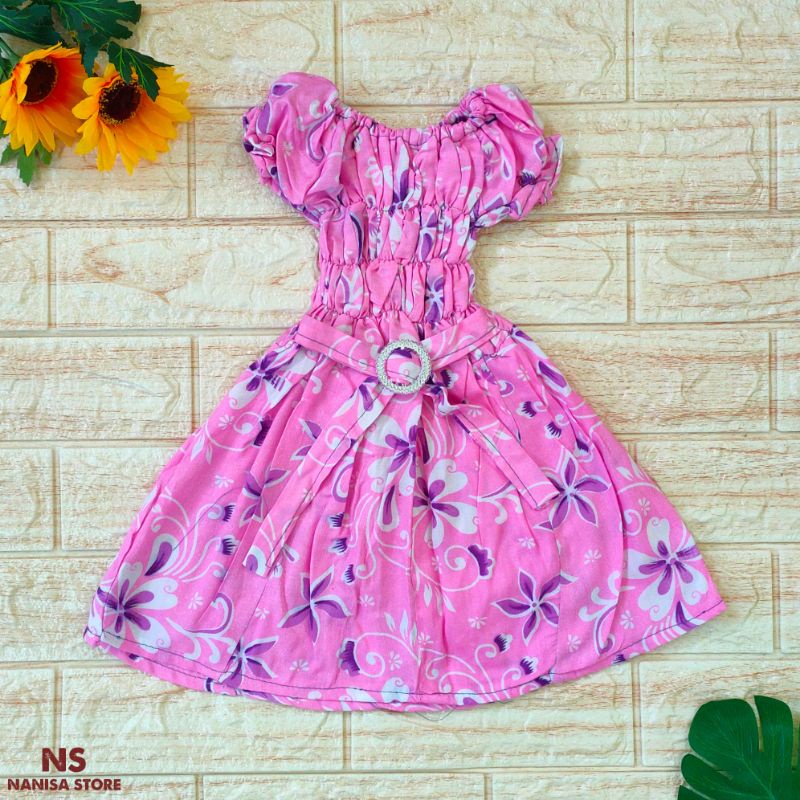 SMOK RAYON dress gesper anak daster kerut anak grosir
